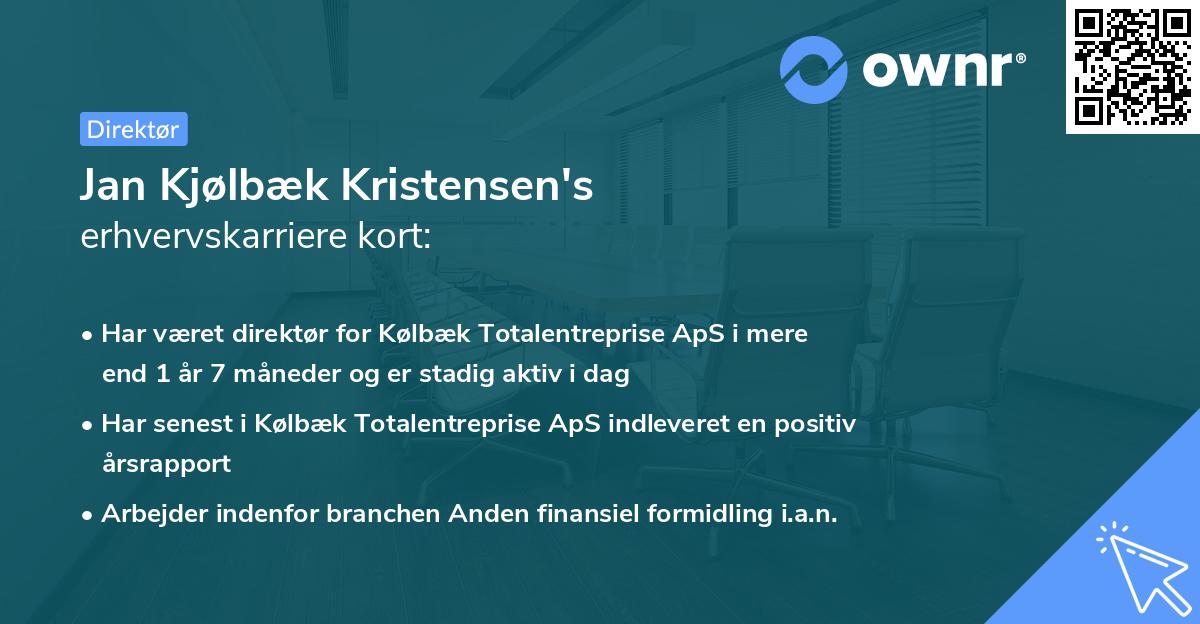 Jan Kjølbæk Kristensen's erhvervskarriere kort