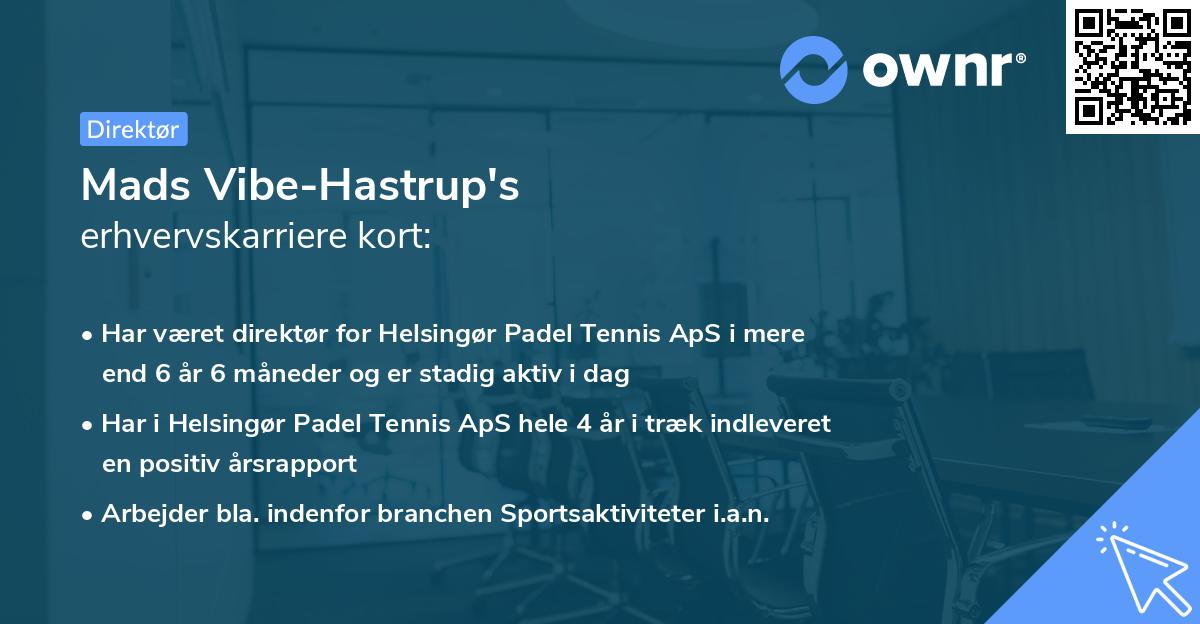 Mads Vibe-Hastrup's erhvervskarriere kort