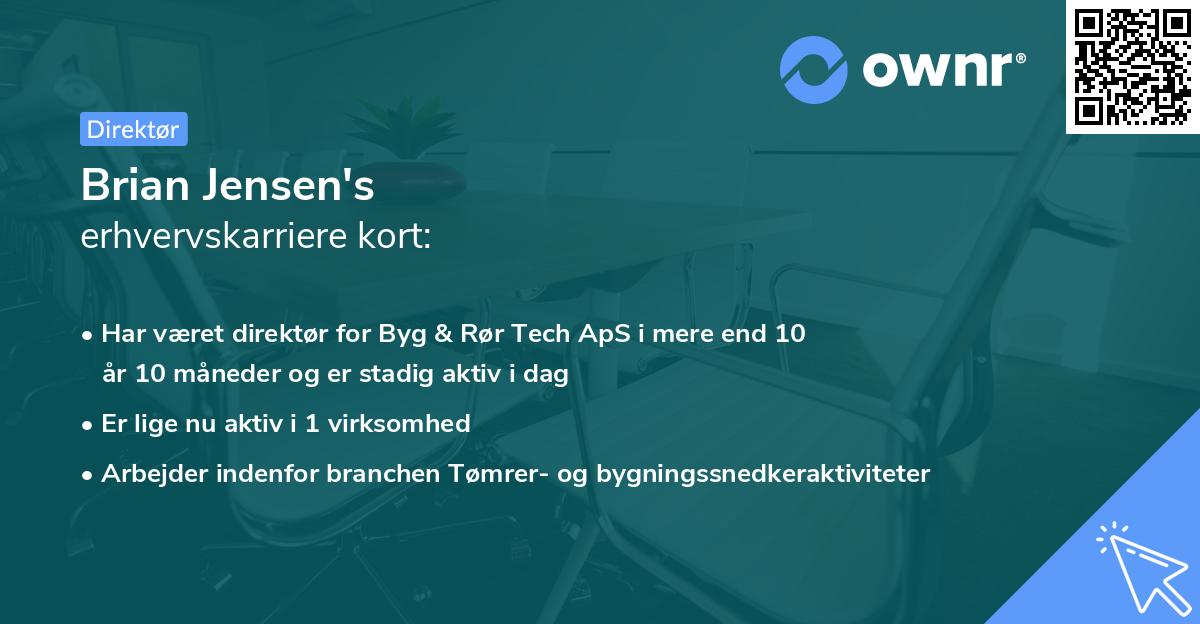 Brian Jensen's erhvervskarriere kort