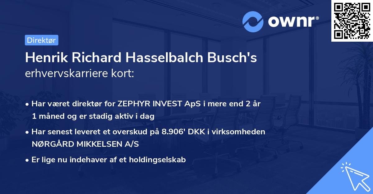 Henrik Richard Hasselbalch Busch's erhvervskarriere kort