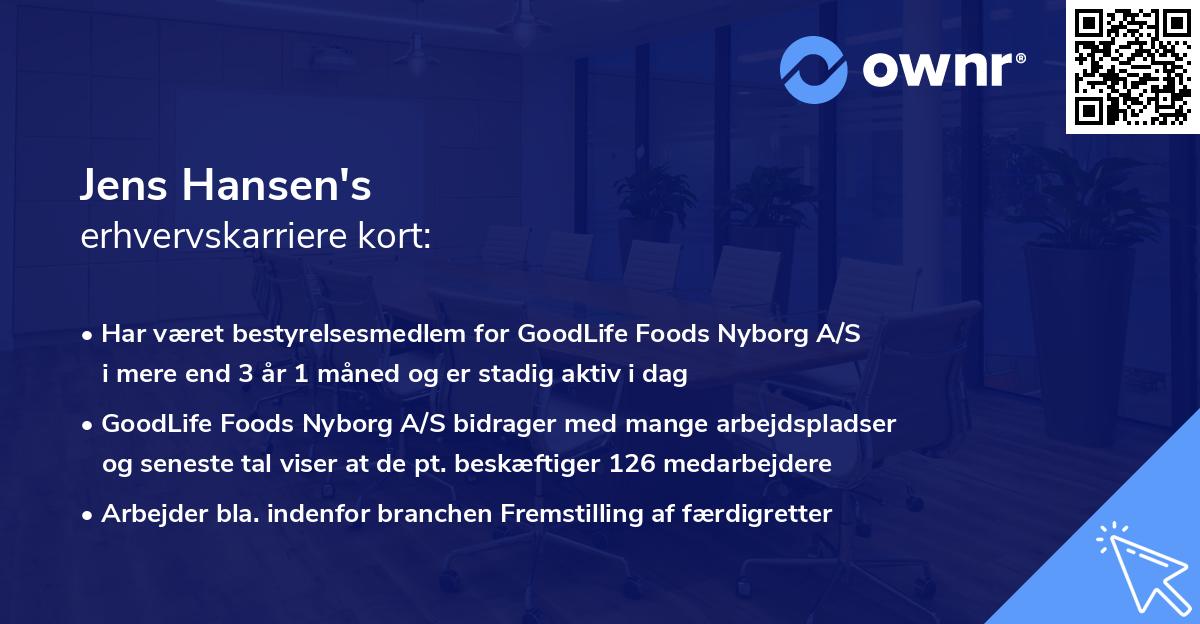 Jens Hansen's erhvervskarriere kort
