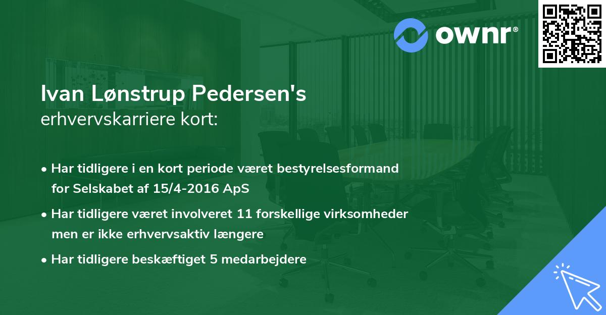 Ivan Lønstrup Pedersen's erhvervskarriere kort