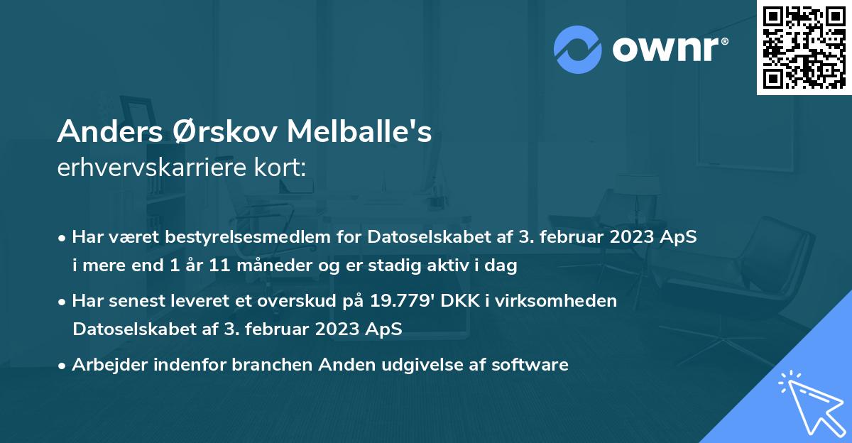 Anders Ørskov Melballe's erhvervskarriere kort