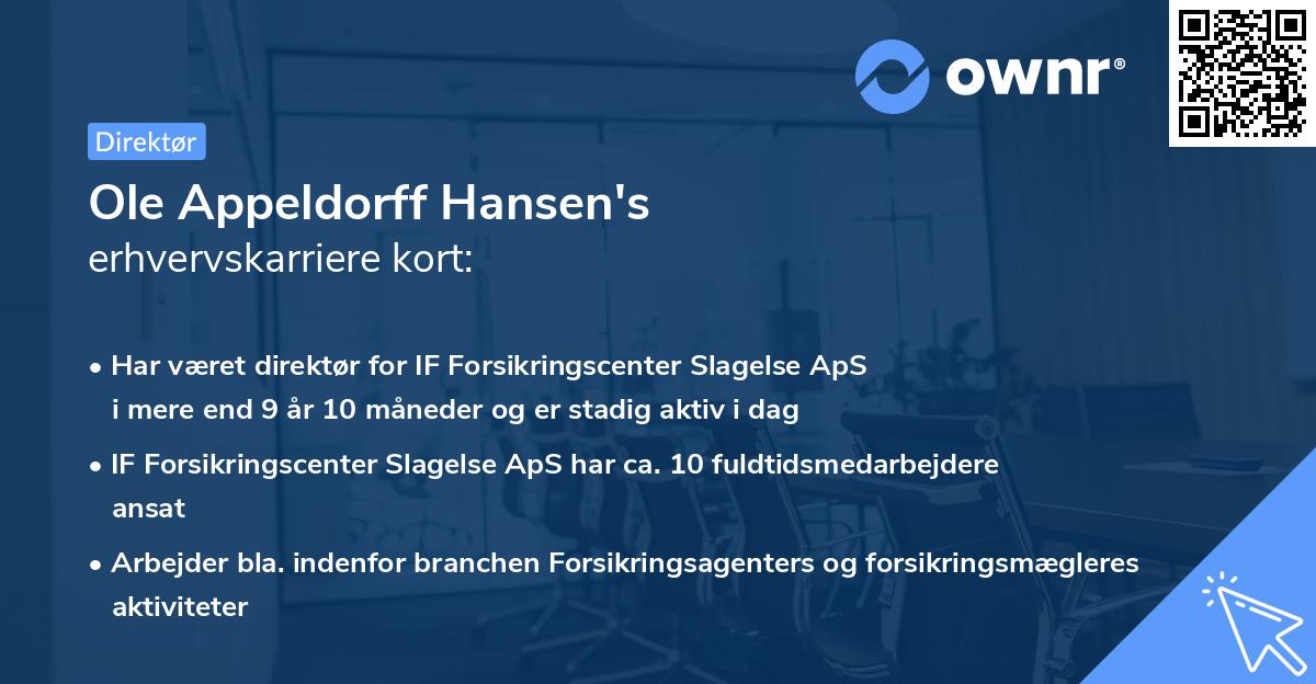 Ole Appeldorff Hansen's erhvervskarriere kort