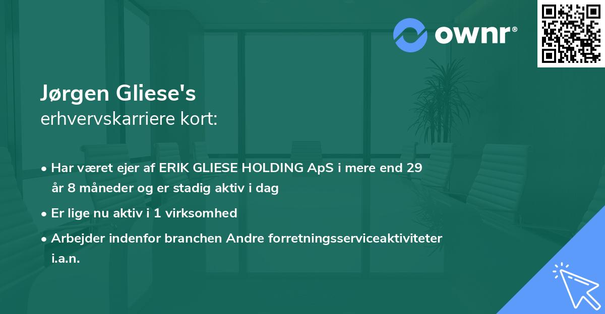 Jørgen Gliese's erhvervskarriere kort