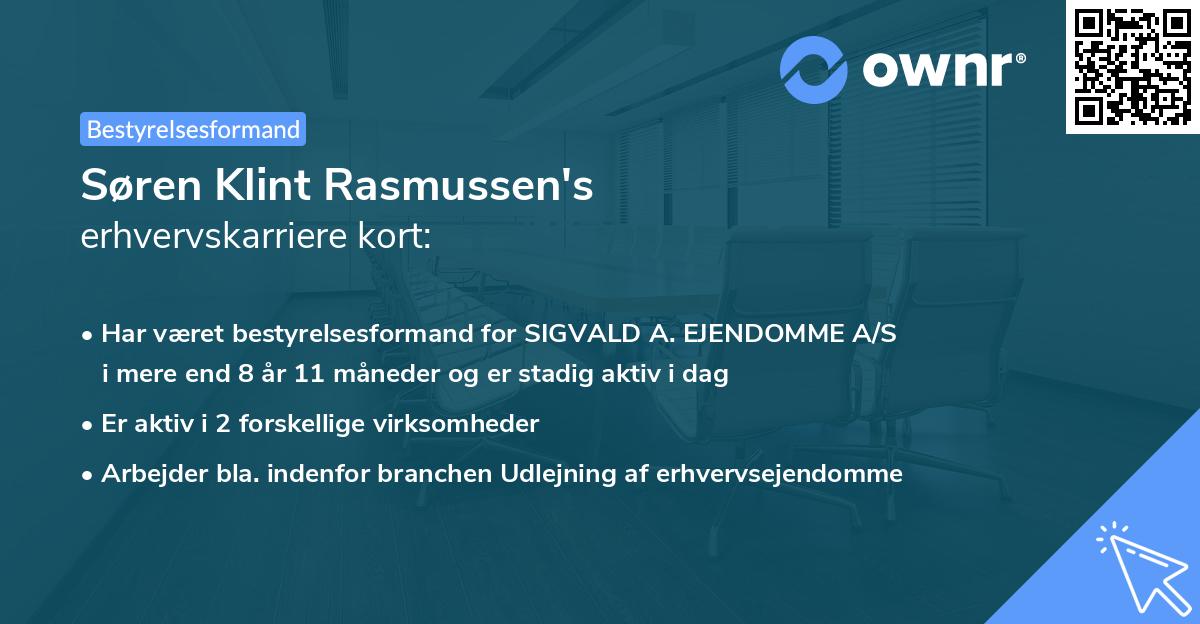 Søren Klint Rasmussen's erhvervskarriere kort