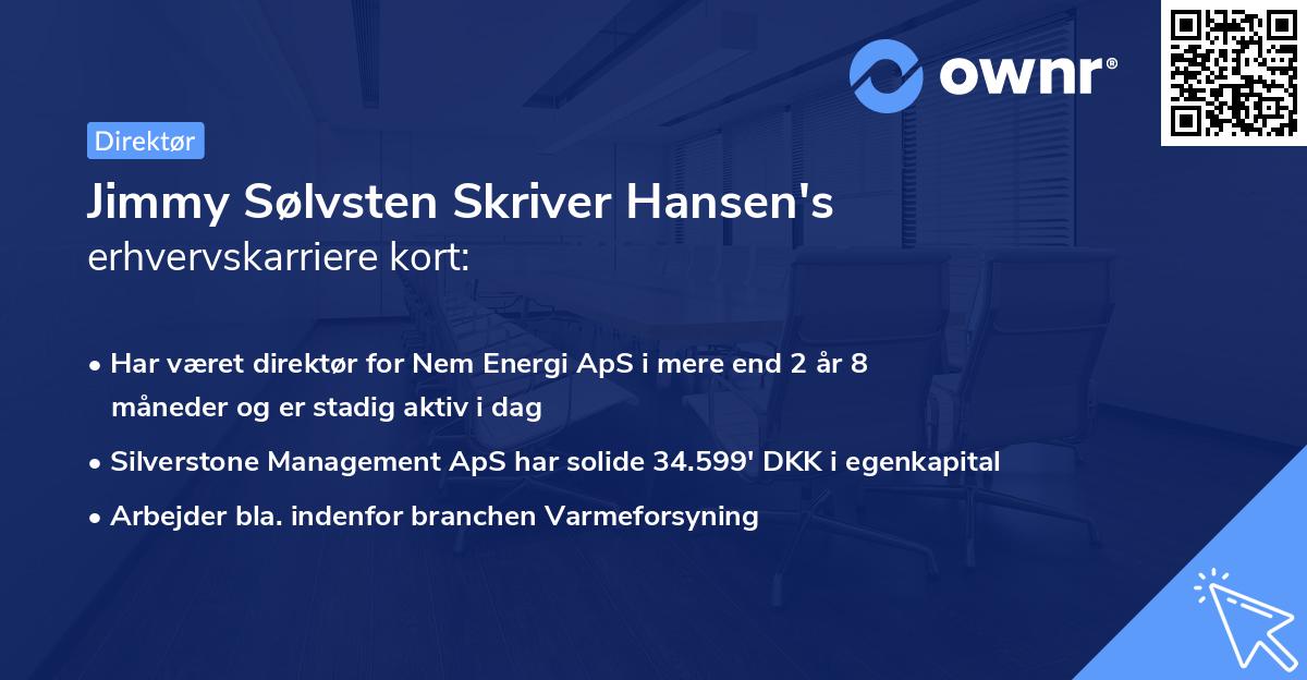 Jimmy Sølvsten Skriver Hansen's erhvervskarriere kort