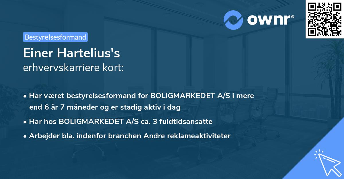 Einer Hartelius's erhvervskarriere kort