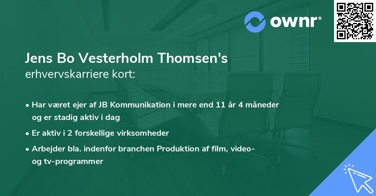 Jens Bo Vesterholm Thomsen's erhvervskarriere kort