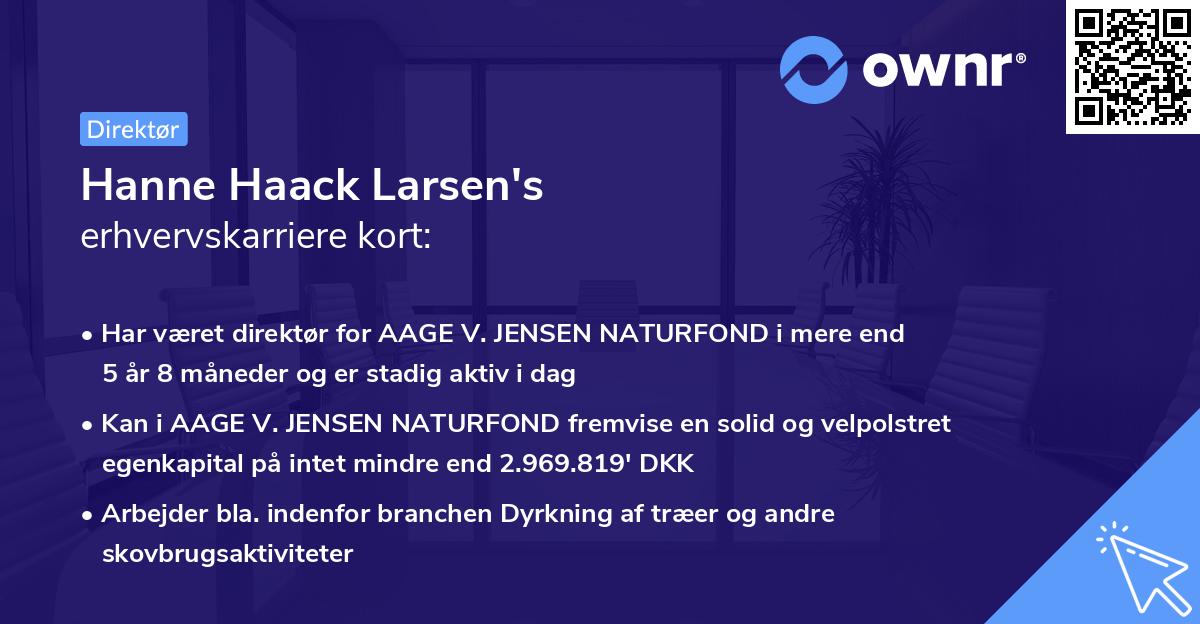 Hanne Haack Larsen's erhvervskarriere kort