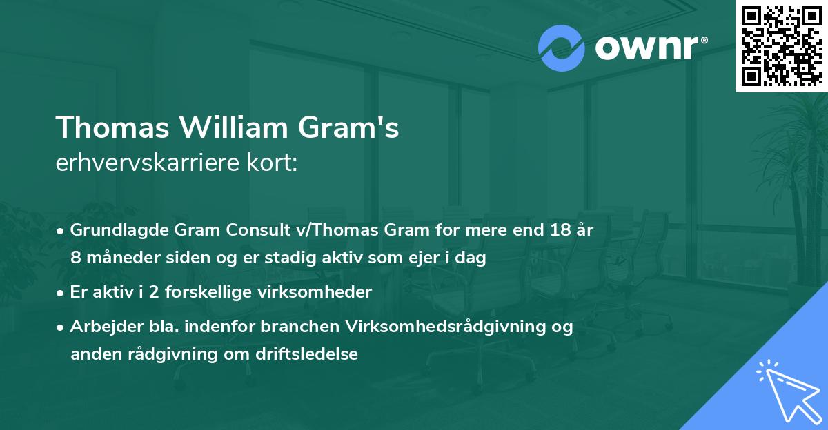 Thomas William Gram's erhvervskarriere kort