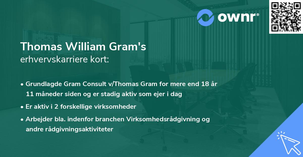 Thomas William Gram's erhvervskarriere kort