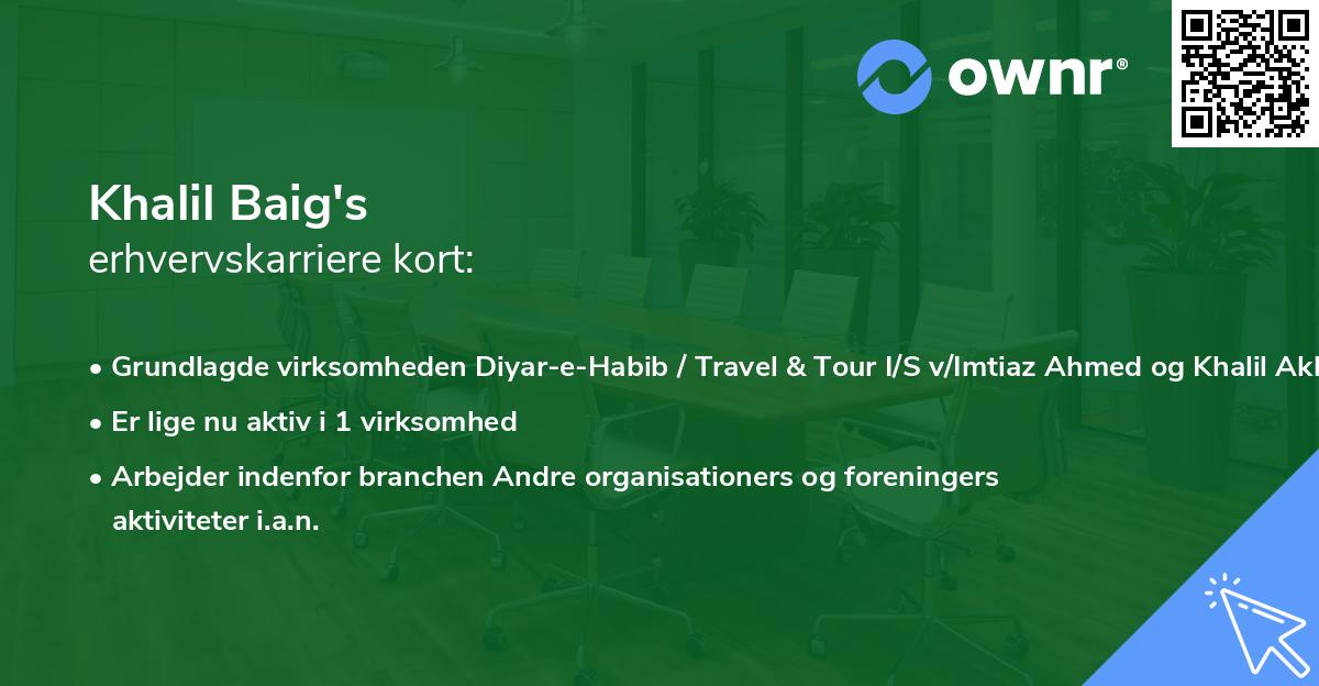 Khalil Baig's erhvervskarriere kort