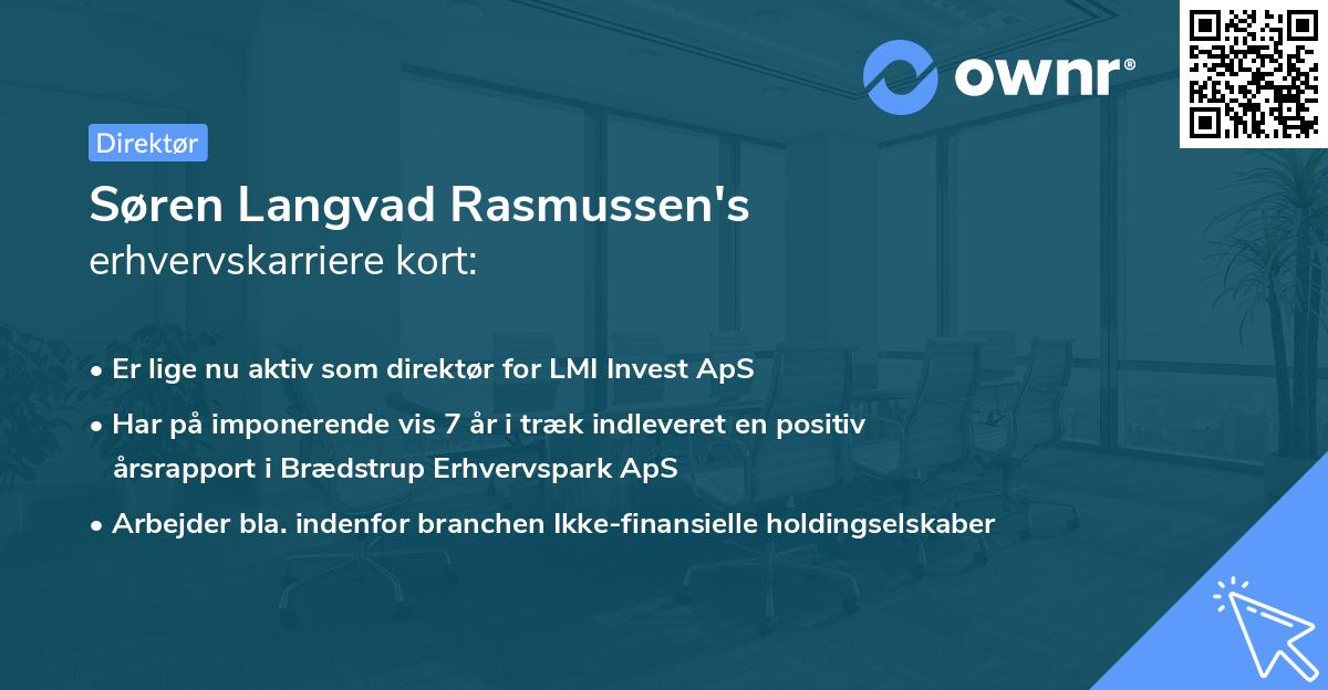 Søren Langvad Rasmussen's erhvervskarriere kort