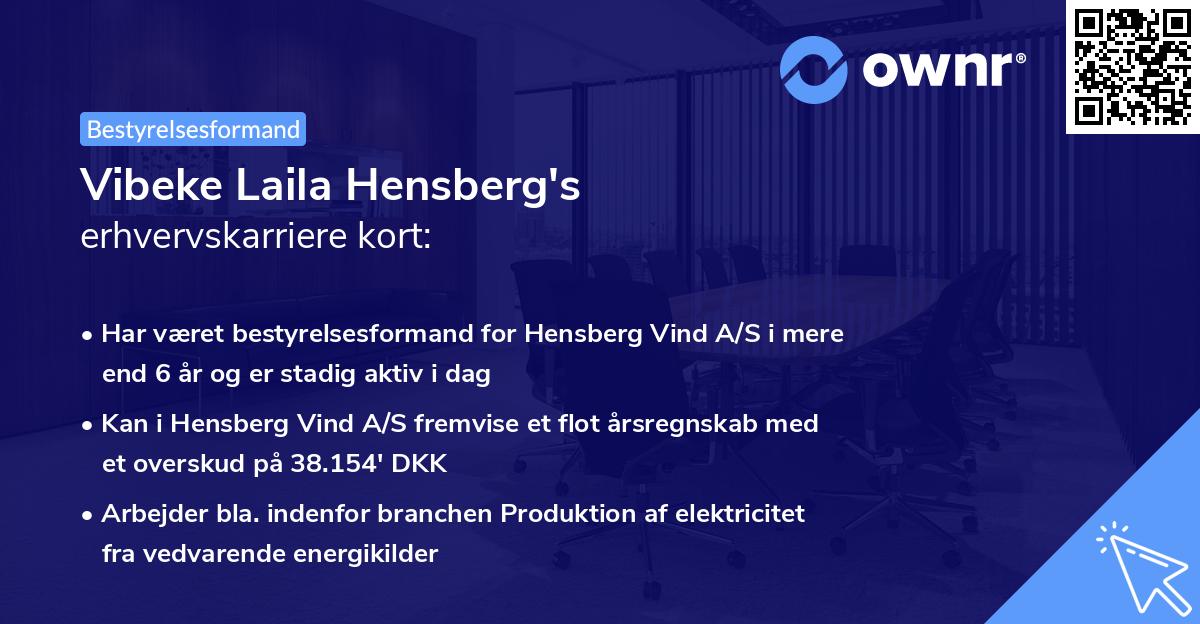 Vibeke Laila Hensberg's erhvervskarriere kort