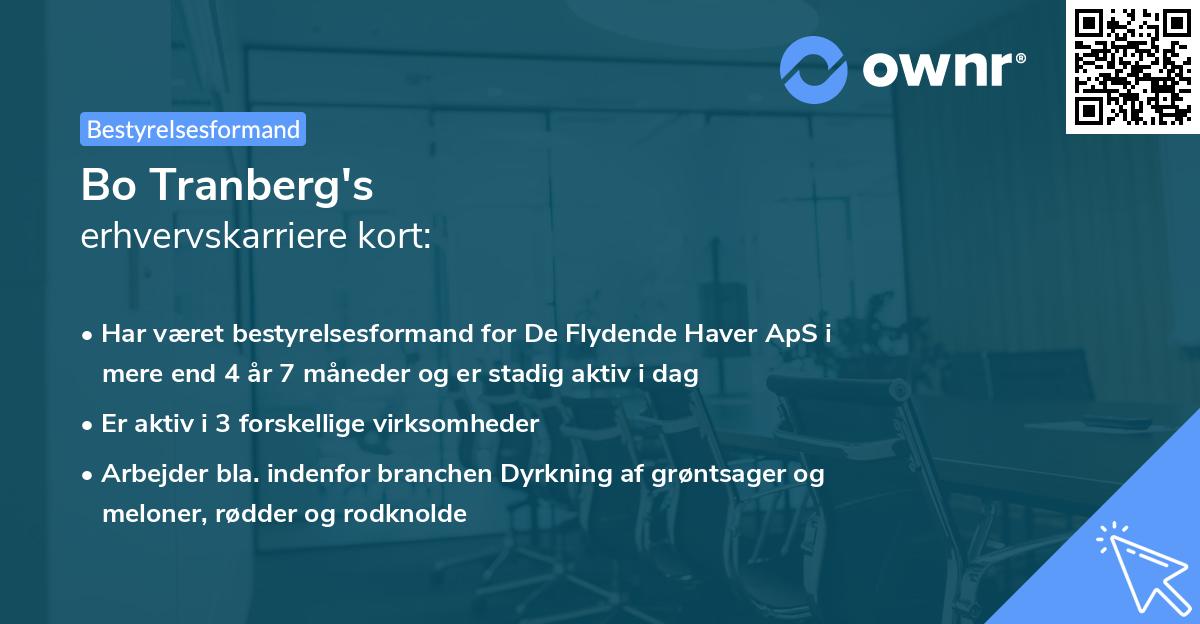 Bo Tranberg's erhvervskarriere kort