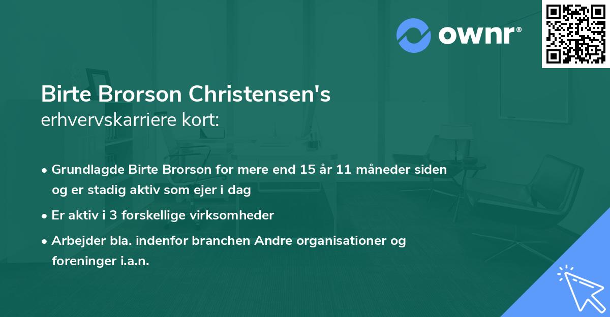 Birte Brorson Christensen's erhvervskarriere kort