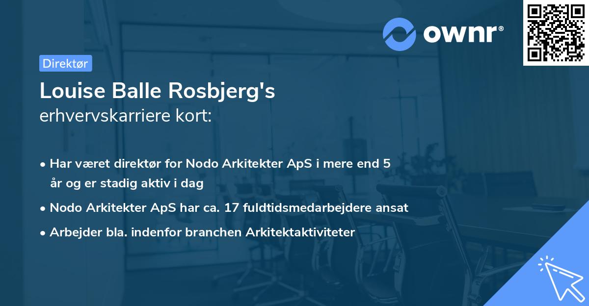 Louise Balle Rosbjerg's erhvervskarriere kort