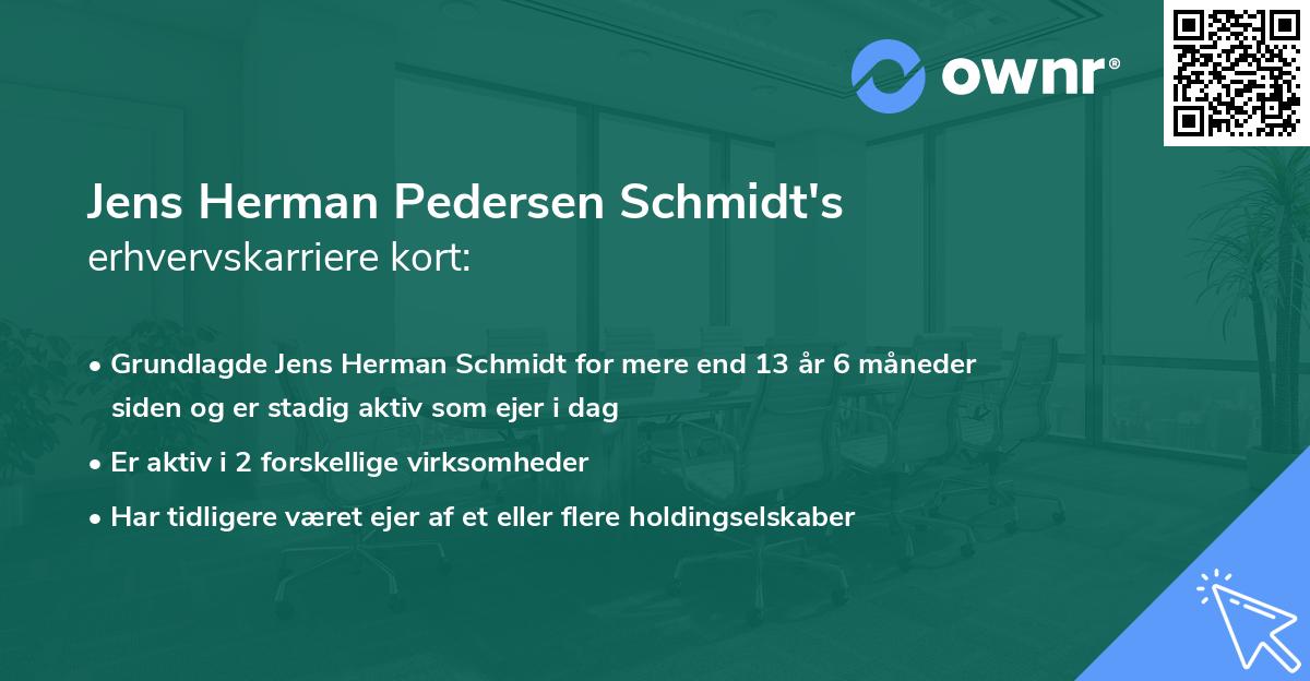 Jens Herman Pedersen Schmidt's erhvervskarriere kort