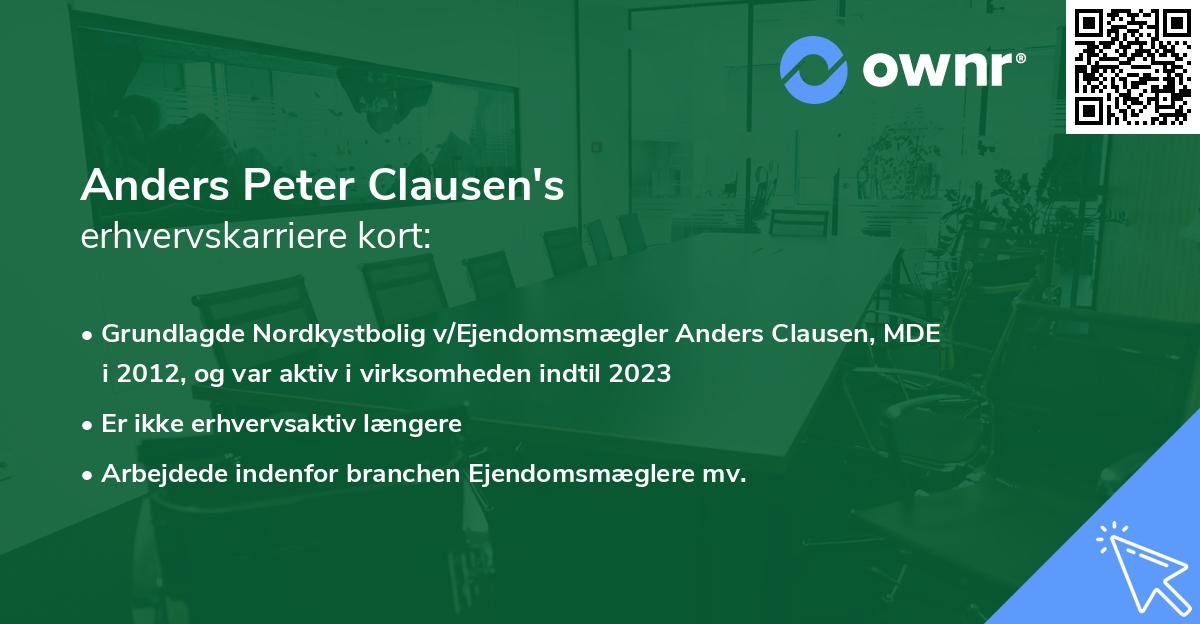 Anders Peter Clausen's erhvervskarriere kort