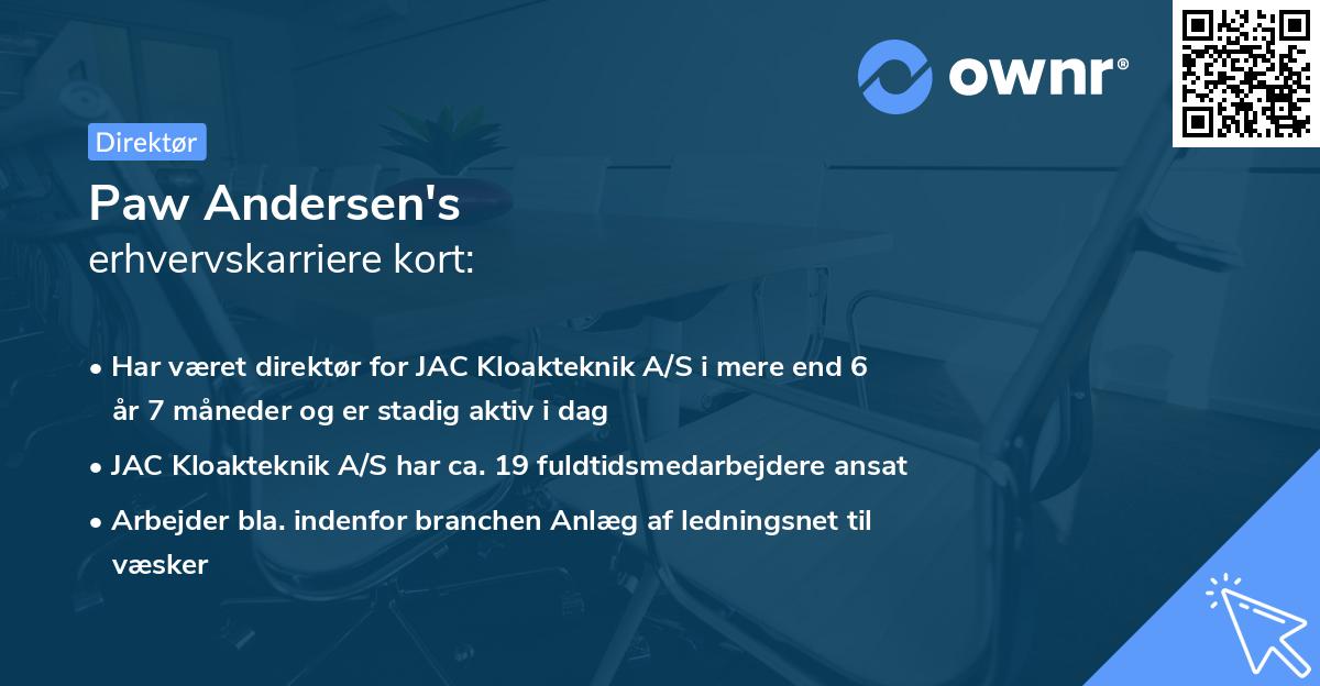 Paw Andersen's erhvervskarriere kort