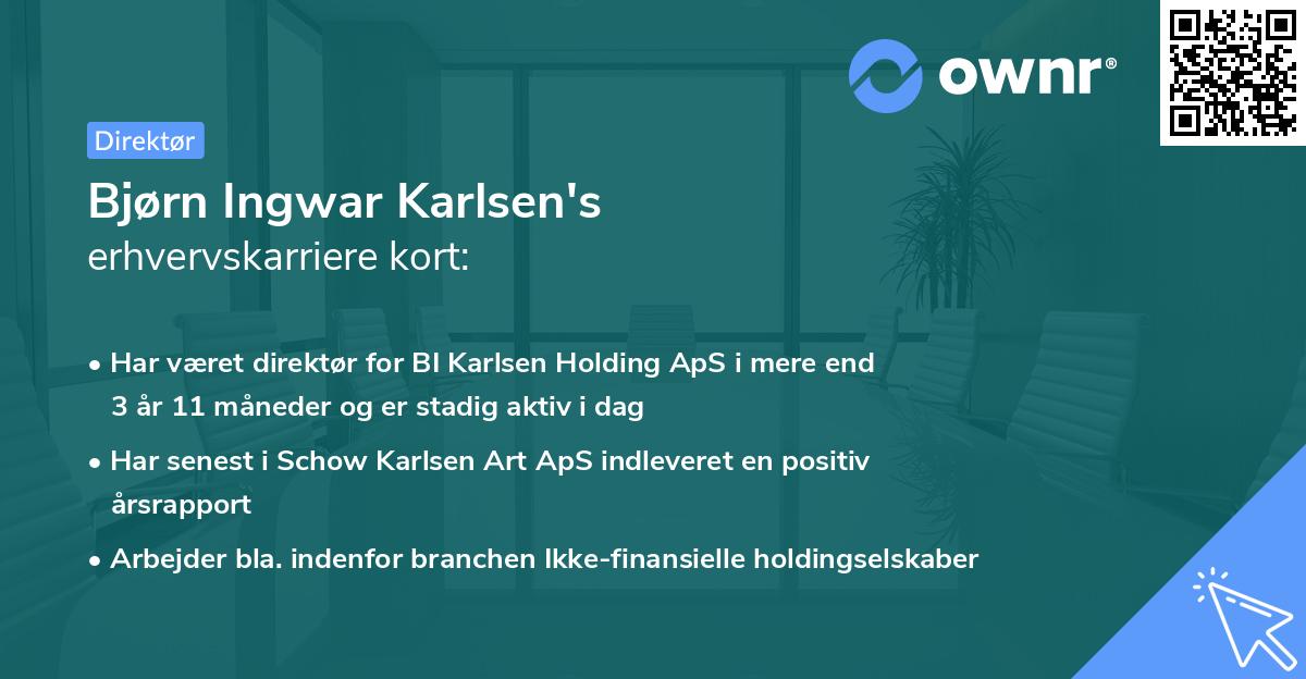 Bjørn Ingwar Karlsen's erhvervskarriere kort