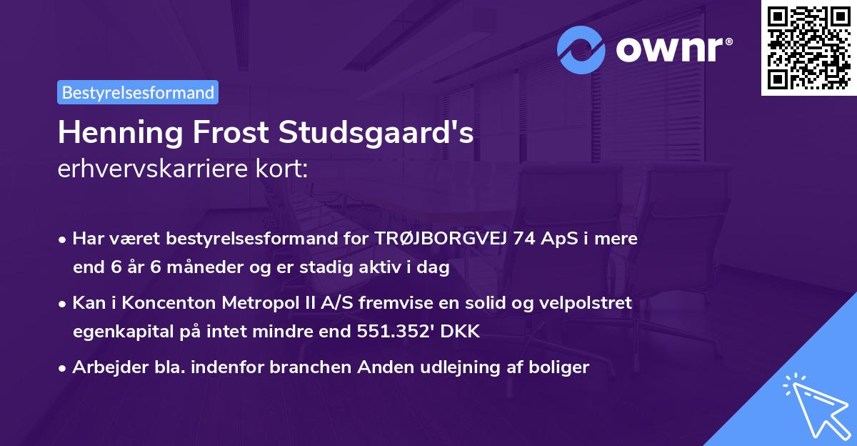 Henning Frost Studsgaard's erhvervskarriere kort