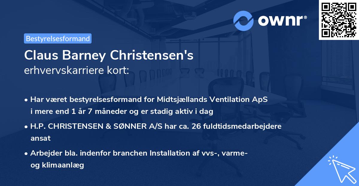 Claus Barney Christensen's erhvervskarriere kort