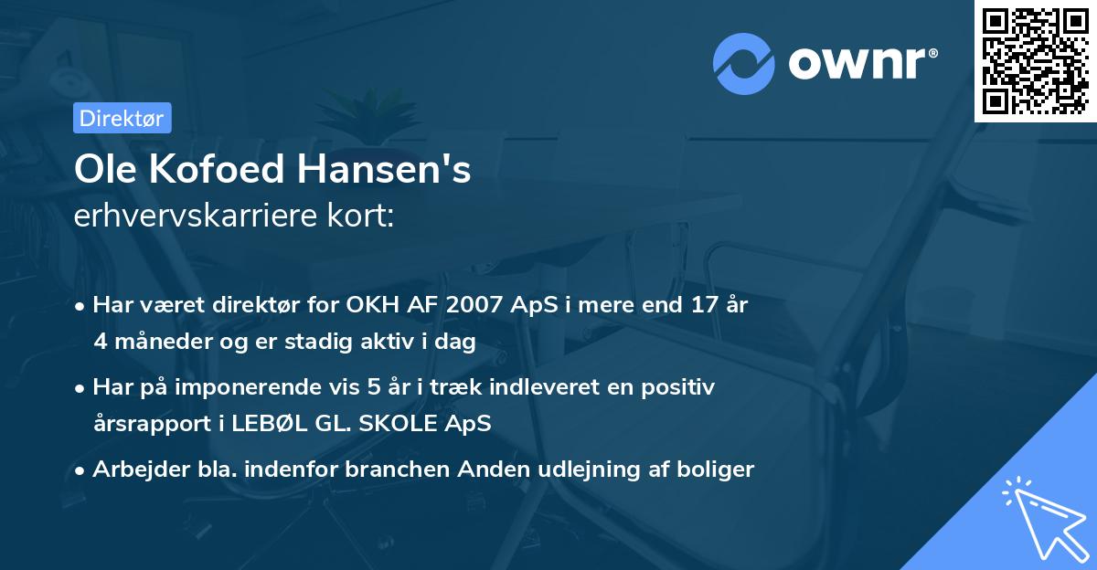 Ole Kofoed Hansen's erhvervskarriere kort