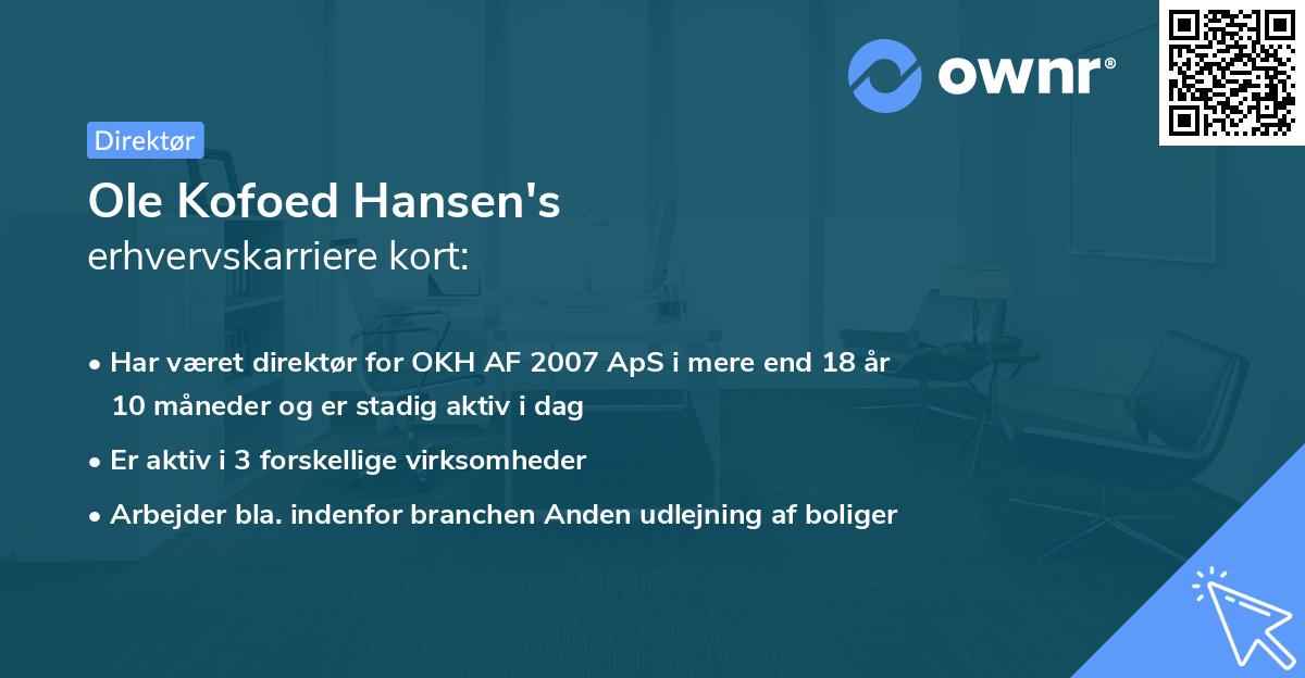 Ole Kofoed Hansen's erhvervskarriere kort