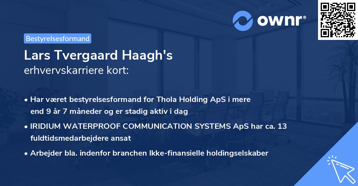 Lars Tvergaard Haagh's erhvervskarriere kort