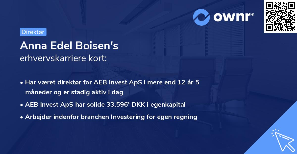 Anna Edel Boisen's erhvervskarriere kort
