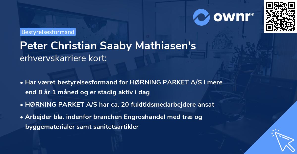 Peter Christian Saaby Mathiasen's erhvervskarriere kort