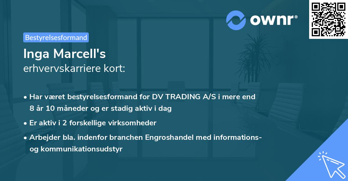 Inga Marcell's erhvervskarriere kort