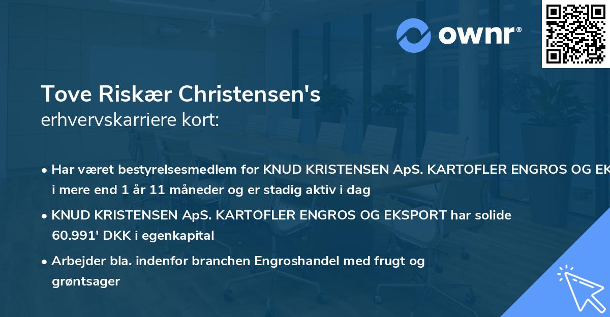 Tove Riskær Christensen's erhvervskarriere kort