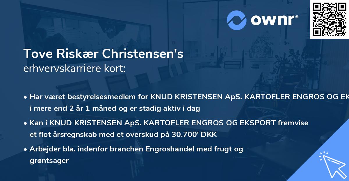 Tove Riskær Christensen's erhvervskarriere kort