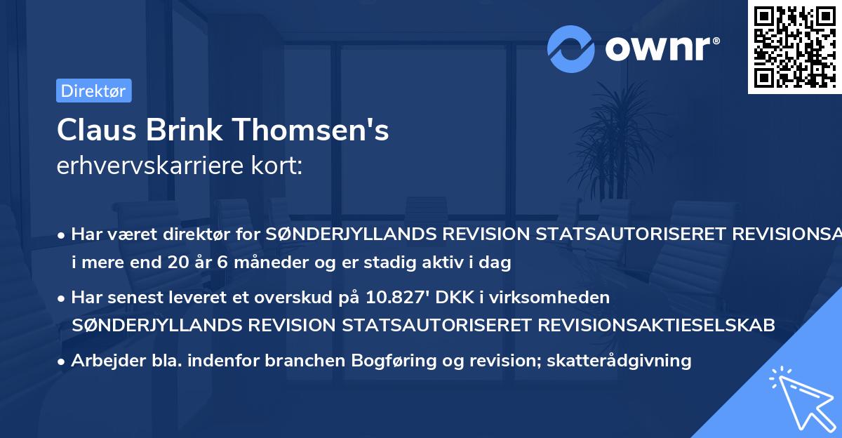 Claus Brink Thomsen's erhvervskarriere kort