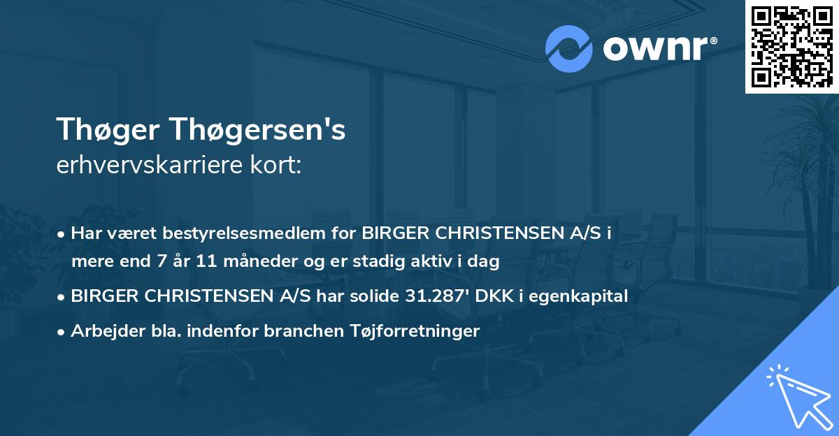 Thøger Thøgersen's erhvervskarriere kort