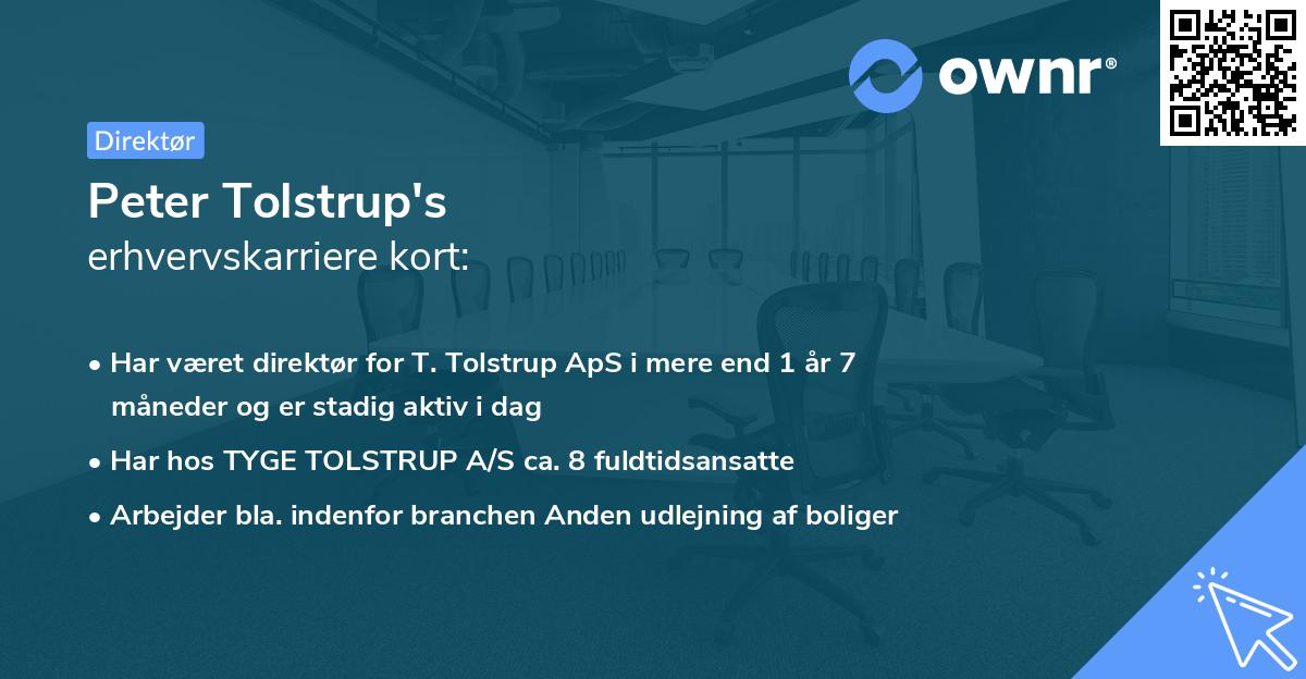 Peter Tolstrup's erhvervskarriere kort