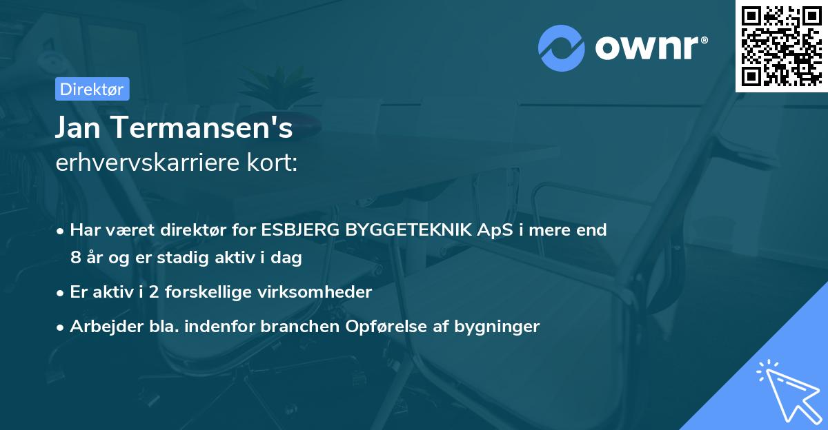 Jan Termansen's erhvervskarriere kort