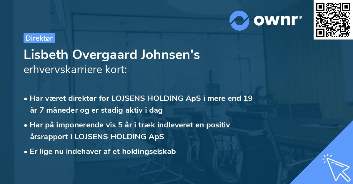 Lisbeth Overgaard Johnsen's erhvervskarriere kort