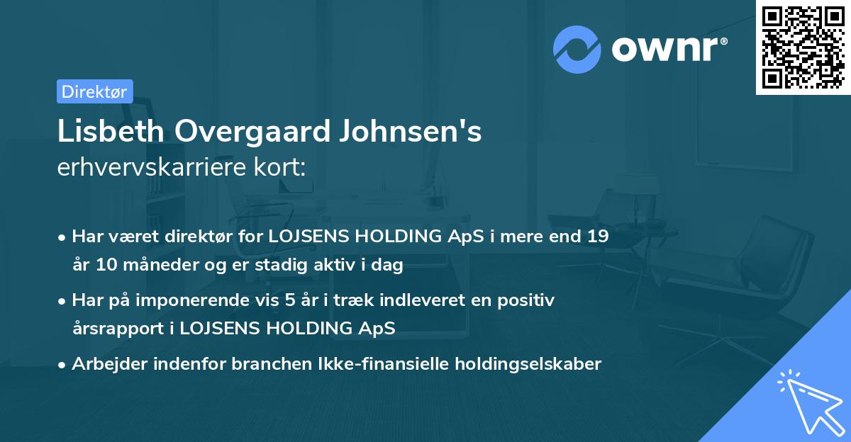 Lisbeth Overgaard Johnsen's erhvervskarriere kort