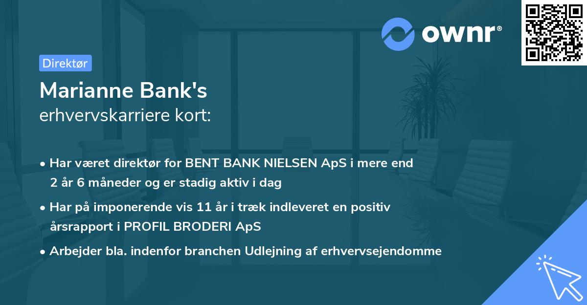 Marianne Bank's erhvervskarriere kort