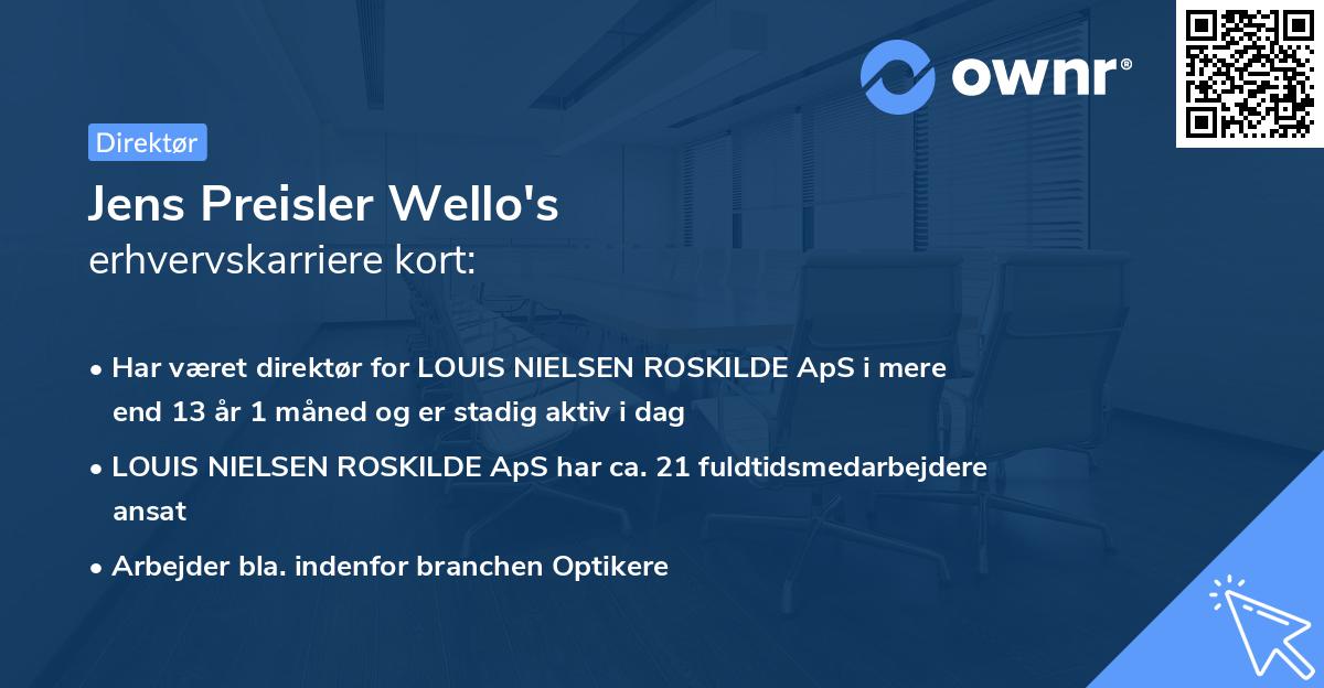 Jens Preisler Wello's erhvervskarriere kort