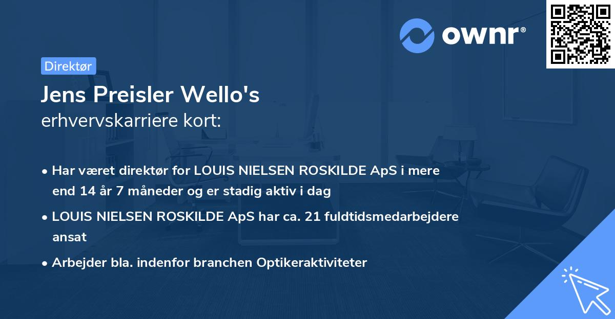 Jens Preisler Wello's erhvervskarriere kort