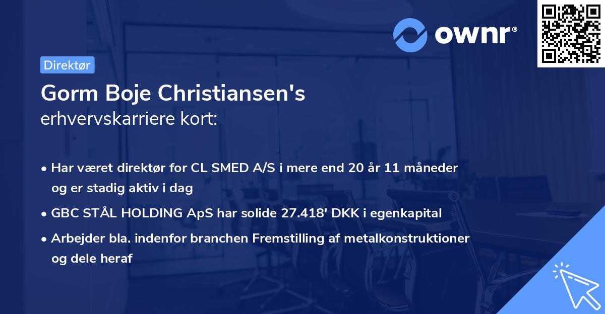 Gorm Boje Christiansen's erhvervskarriere kort
