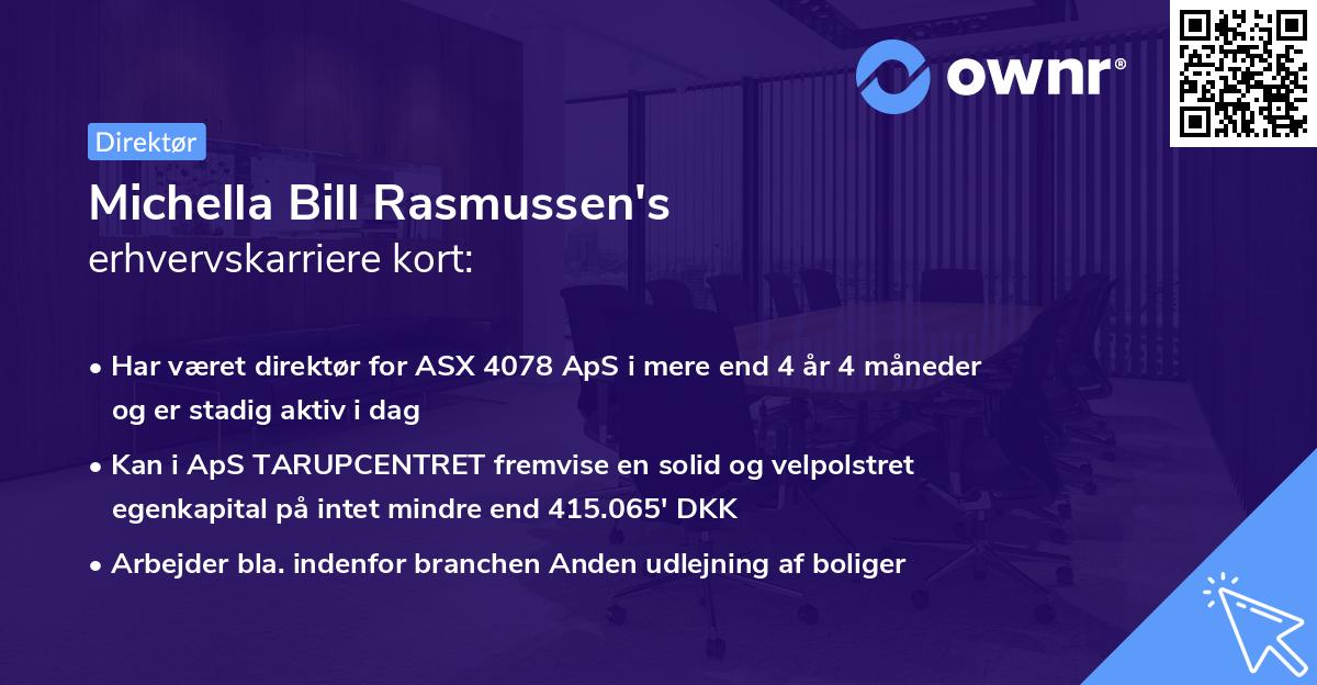 Michella Bill Rasmussen's erhvervskarriere kort