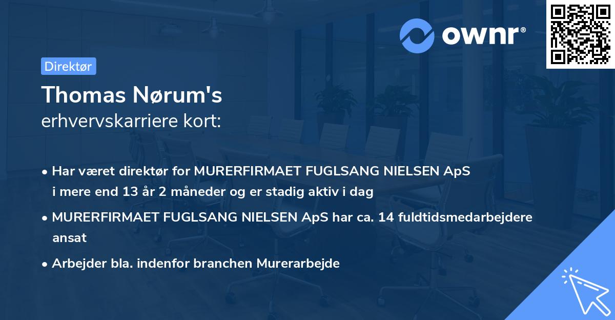 Thomas Nørum's erhvervskarriere kort