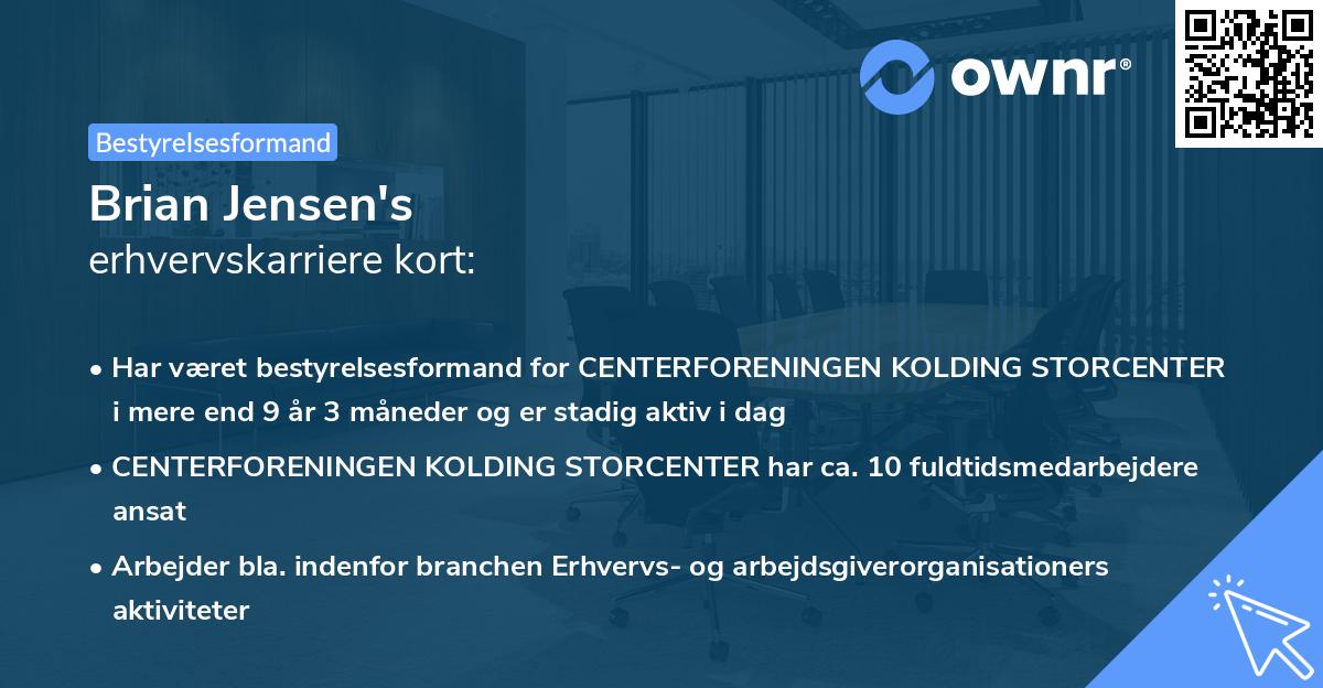 Brian Jensen's erhvervskarriere kort