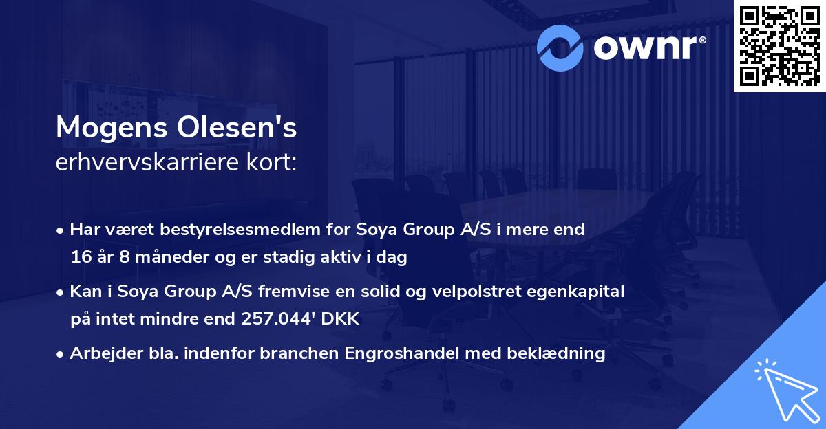 Mogens Olesen's erhvervskarriere kort